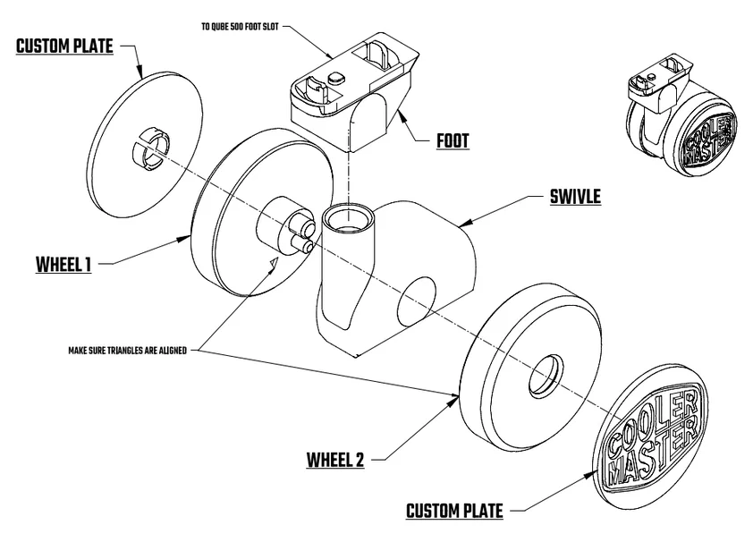 Roller Casters! Bánh xe caster tùy biến cho Cooler Master Qube 500 - Image 3