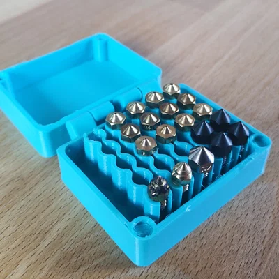 Hộp Nozzle Trơn (print-in-place, cho 25 nozzle MK8/V6/Volcano)