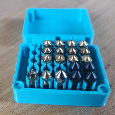 Hộp Nozzle Trơn (print-in-place, cho 25 nozzle MK8/V6/Volcano)