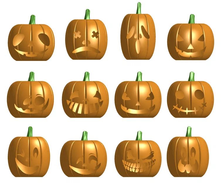 Pumpkin – Bộ 12 Jack-o'-lantern Halloween nắp tháo rời - Image 1