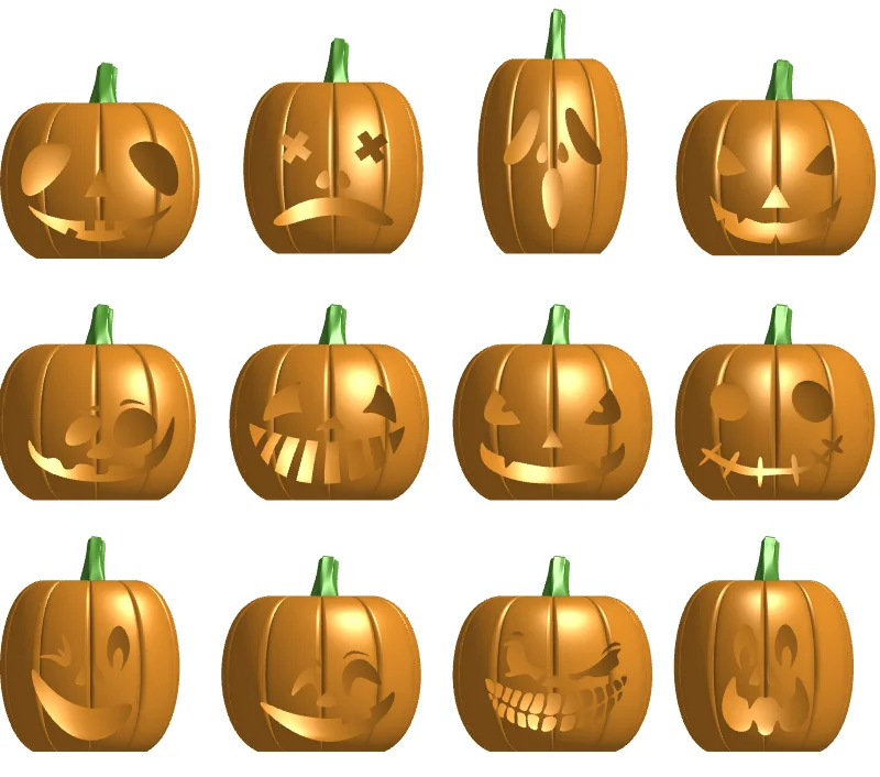Pumpkin – Bộ 12 Jack-o'-lantern Halloween nắp tháo rời
