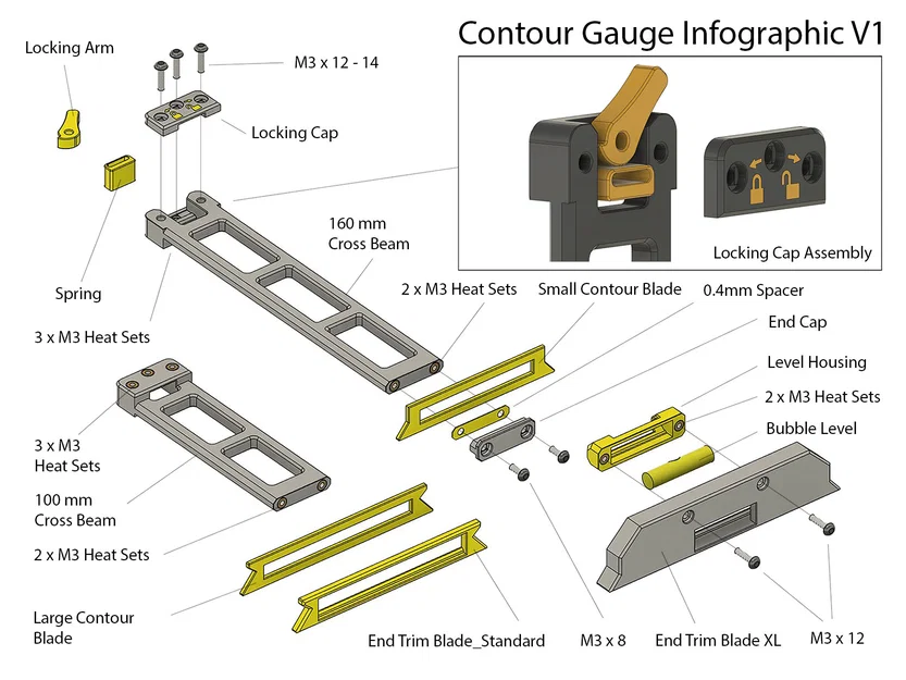 Thước dò biên dạng & cữ vạch chân tường có khóa (Lockable Contour & Skirting Board Scribing Gauge) - Image 6