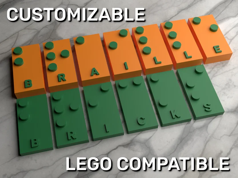 Gạch Braille tương thích LEGO tuỳ biến (Customizable LEGO Compatible Braille Bricks) - Image 1