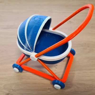 Mô hình xe đẩy em bé mini - Đồ chơi in 3D dễ thương cho bé