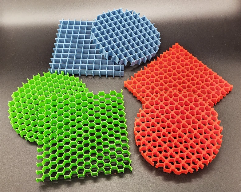 Mẫu in 3D đế lót ly họa tiết trái tim và lưới (Honeycomb Grid) - Image 5