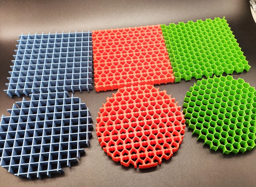Mẫu in 3D đế lót ly họa tiết trái tim và lưới (Honeycomb Grid) - Image 7