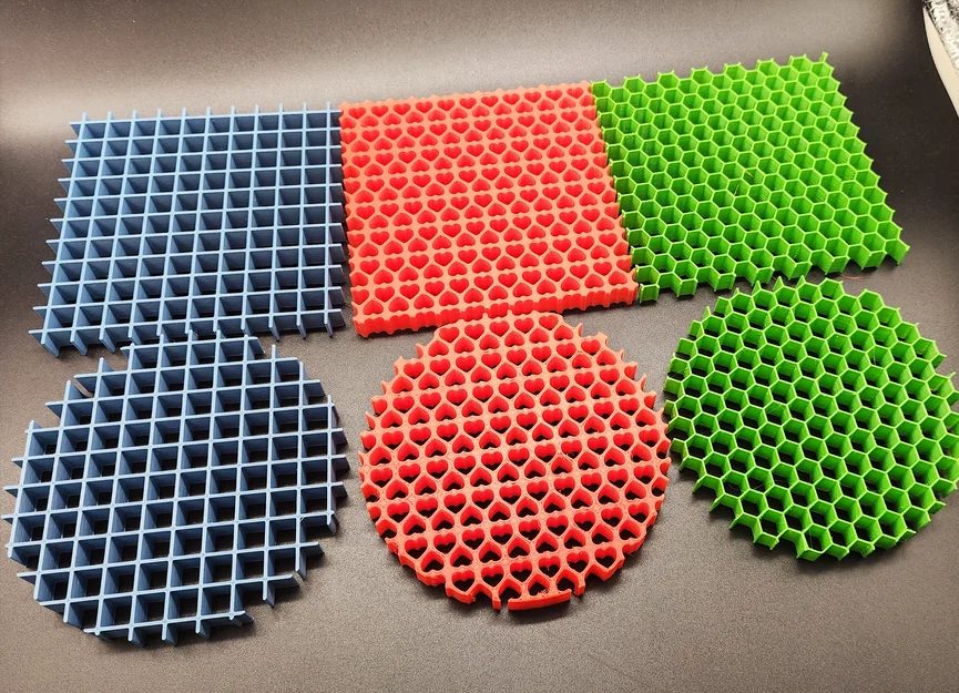Mẫu in 3D đế lót ly họa tiết trái tim và lưới (Honeycomb Grid) - Image 9