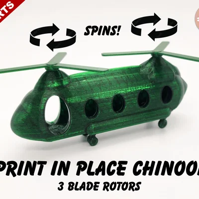Mô hình trực thăng Chinook 3 cánh quạt - In 3D không cần Support