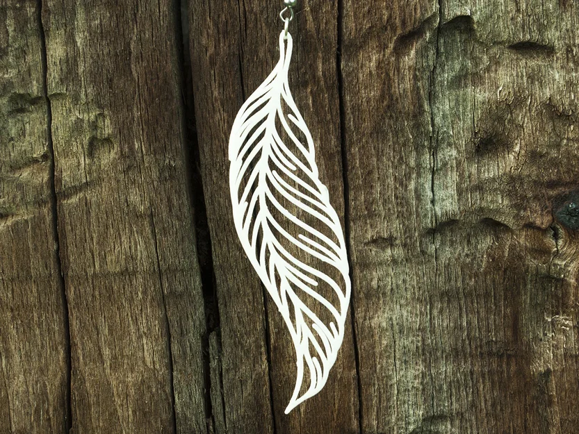 Mẫu Bông Tai Họa Tiết Lông Vũ 3D (Earrings Feather 2) Tinh Tế - Image 1