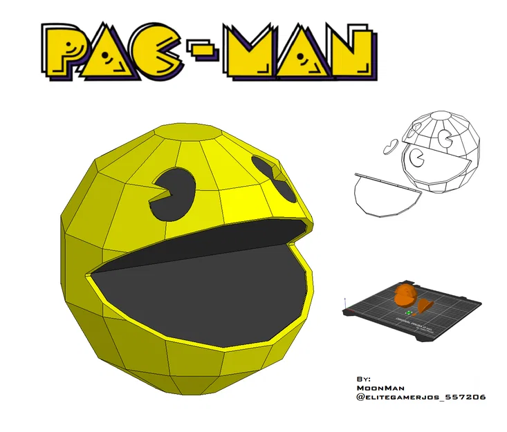 Pac-Man (Low poly style) – Pac-Man low poly tách phần in đa màu - Image 1