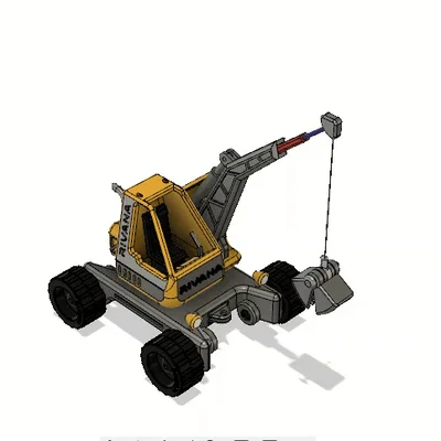 Xe Bán Tải Cần Cẩu Màu Vàng (Yellow Pickup Crane) Version 2