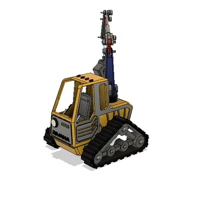 Xe cẩu teleporter địa hình màu vàng, có chuyển động