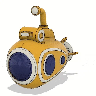 Mô hình tàu ngầm vàng (Yellow Submarine) in 3D đẹp mắt