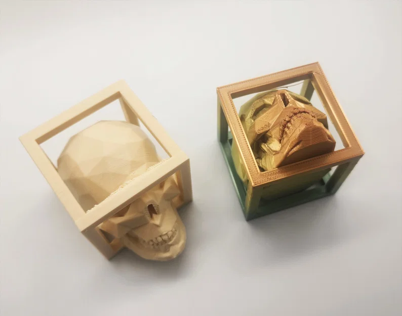 Mô hình đầu lâu Low Poly bị giam trong khung hộp - In không cần support - Image 2