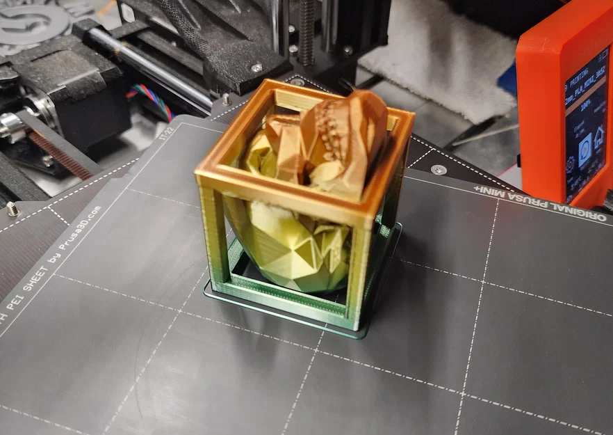 Mô hình đầu lâu Low Poly bị giam trong khung hộp - In không cần support - Image 3