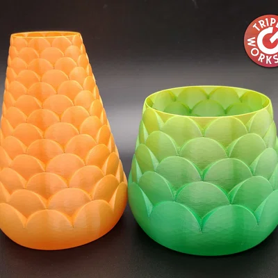 Bình hoa họa tiết vảy cá (Fish Scale Spiral Vases) - Mẫu in 3D độc đáo
