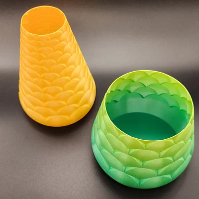 Bình hoa họa tiết vảy cá (Fish Scale Spiral Vases) - Mẫu in 3D độc đáo