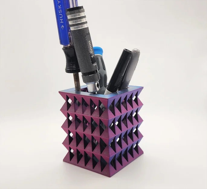 Cốc đựng bút 3D hình học Acute Rhombus - Thiết kế không cần support - Image 2