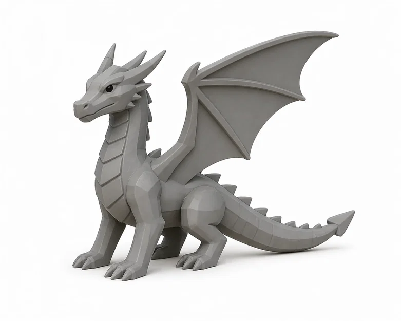 Steel Dragon (Rồng Thép) – mẫu Low-Poly góc cạnh, cánh rộng chắc chắn - Image 1