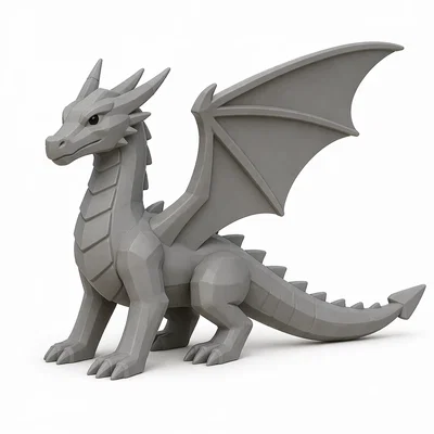 Steel Dragon (Rồng Thép) – mẫu Low-Poly góc cạnh, cánh rộng chắc chắn
