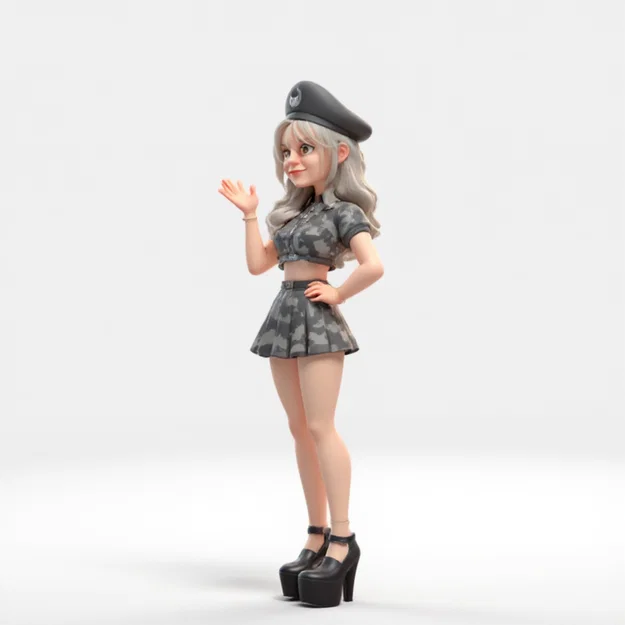 Mô hình nhân vật nữ phong cách quân đội đáng yêu - File in 3D đẹp - Image 1