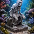 Mô hình 3D bộ xương ngồi trên rương kho báu trang trí bể cá cực đẹp - Thumbnail 2