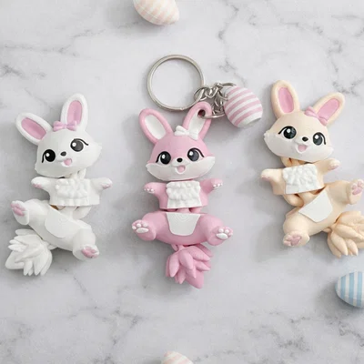 Thỏ Phục Sinh Flexi Đáng Yêu - Đồ Chơi Khớp Nối / Móc Khóa