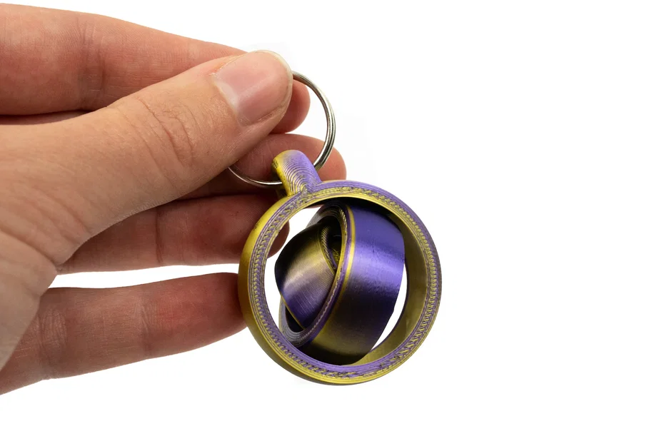 Móc khóa vòng xoay 3D (Rotating Rings Keychain) in liền khối - Image 1