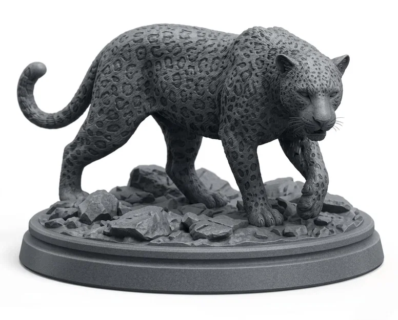 Tượng báo hoa mai (Leopard Statue) in 3D cực chi tiết để trang trí - Image 1