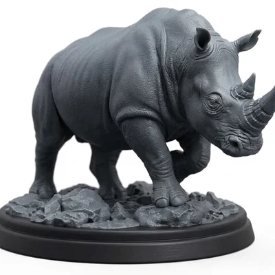 Mô hình tượng tê giác (Rhino Statue) nghệ thuật in 3D chi tiết cao