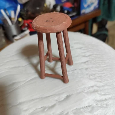 Mô hình ghế đẩu gỗ mini 3D cho búp bê và action figure