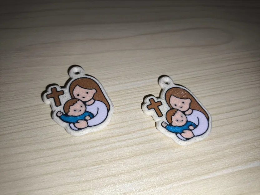 Mẫu móc khóa Mẹ và Bé kết hợp Thánh giá 3D ý nghĩa - Image 1