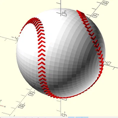 Mô hình quả bóng chày bằng OpenScad