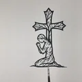 Tranh treo tường 2D hình Người phụ nữ cầu nguyện bên Thánh giá - Thumbnail 3