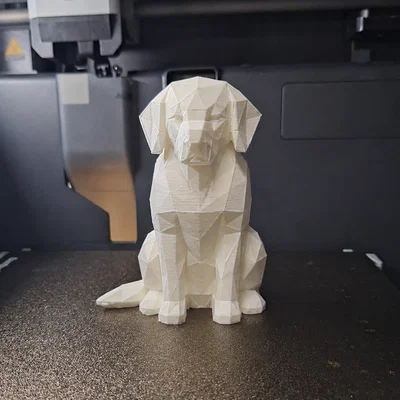Mô hình chú chó Golden Retriever Low Poly trang trí in 3D ấn tượng