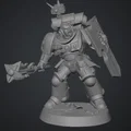 Mô hình 3D Primaris Space Marine cầm khiên và chùy phong cách Warhammer 40k - Thumbnail 1