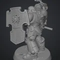 Mô hình 3D Primaris Space Marine cầm khiên và chùy phong cách Warhammer 40k - Thumbnail 3
