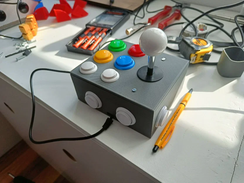 Tay cầm chơi game Arcade siêu nhỏ gọn - 10 nút bấm tùy chỉnh - Image 1