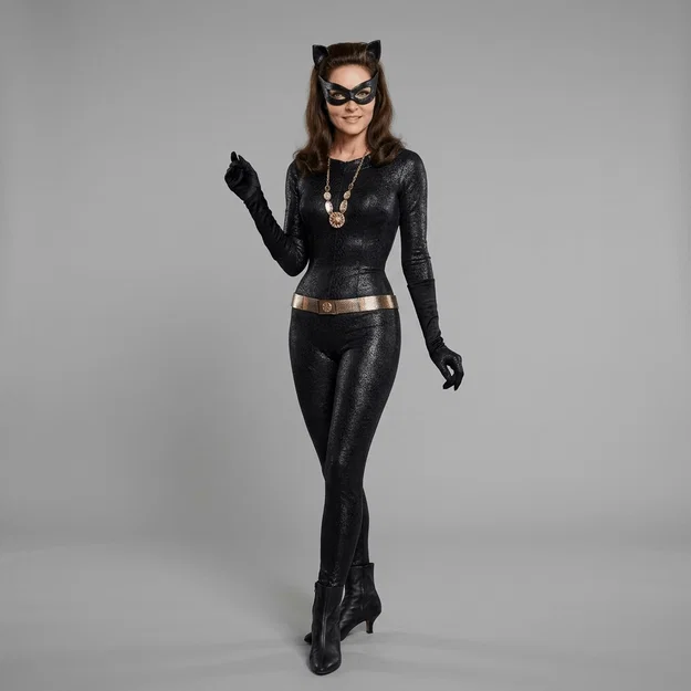 Mô hình 3D Catwoman phiên bản cổ điển 1966 cực chất cho fan Batman - Image 1