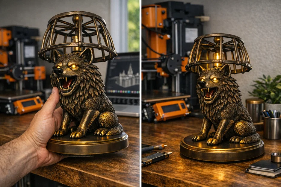 Mô hình Đèn Tượng Sói – Thiết kế 3D trang trí PBR (FBX, STL, USDZ, GLB) - Image 1