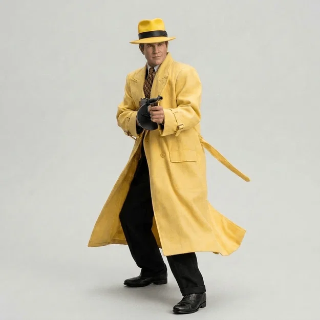 Mô hình 3D Dick Tracy cầm súng máy (1990) - Tải file STL in 3D - Image 1