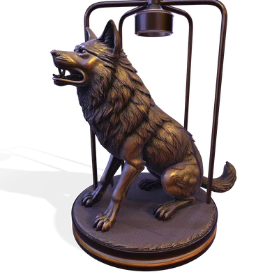 Đèn Điêu Khắc Hình Sói – Mô Hình 3D PBR Trang Trí & Công Năng (FBX, STL, USDZ, GLB)