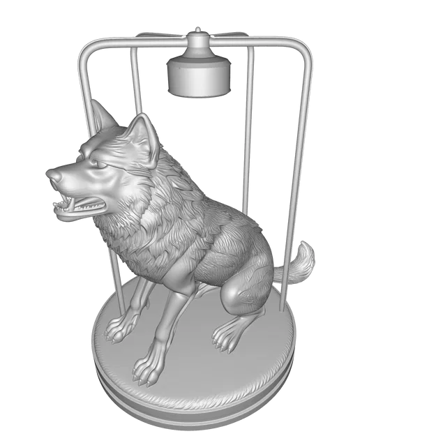 Đèn Điêu Khắc Hình Sói – Mô Hình 3D PBR Trang Trí & Công Năng (FBX, STL, USDZ, GLB) - Image 2
