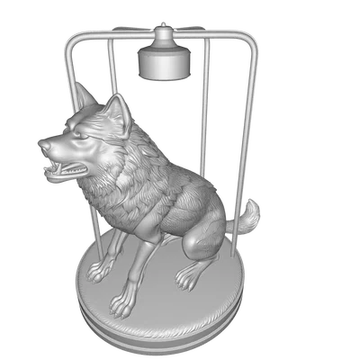 Đèn Điêu Khắc Hình Sói – Mô Hình 3D PBR Trang Trí & Công Năng (FBX, STL, USDZ, GLB)