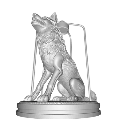 Đèn Điêu Khắc Hình Sói – Mô Hình 3D PBR Trang Trí & Công Năng (FBX, STL, USDZ, GLB)