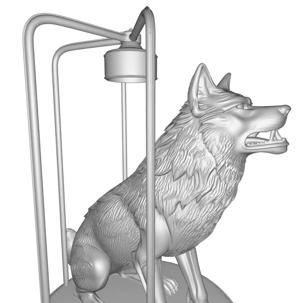 Đèn Điêu Khắc Hình Sói – Mô Hình 3D PBR Trang Trí & Công Năng (FBX, STL, USDZ, GLB) - Image 5