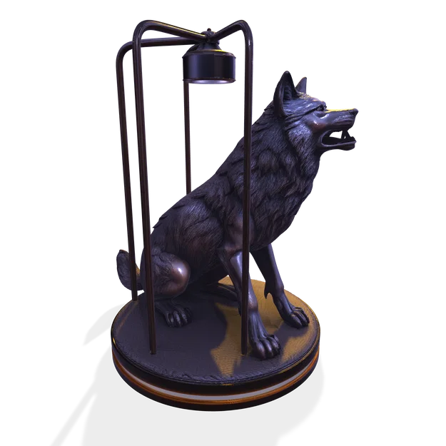Đèn Điêu Khắc Hình Sói – Mô Hình 3D PBR Trang Trí & Công Năng (FBX, STL, USDZ, GLB) - Image 7