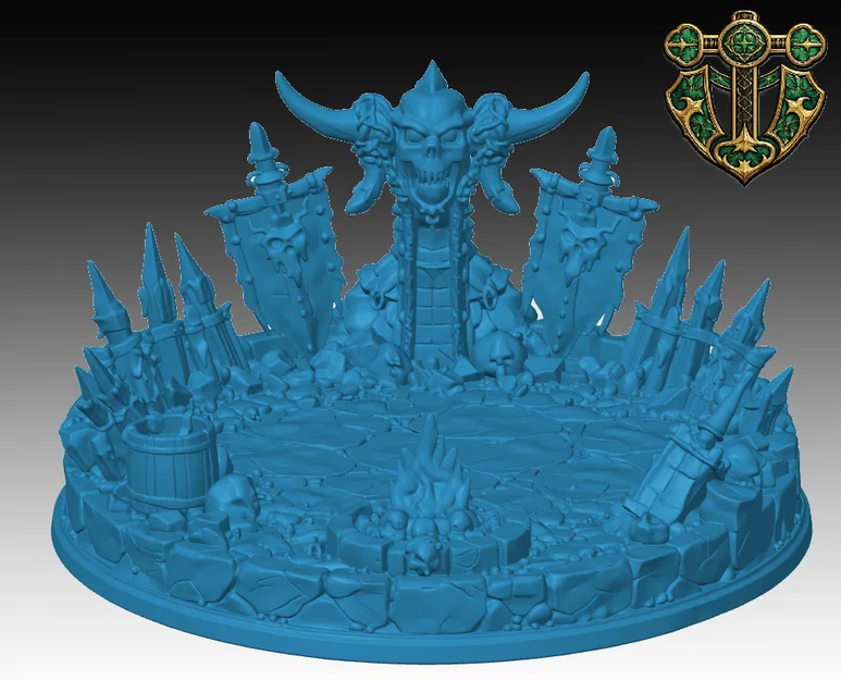 Đế trưng bày mô hình (Miniature Base) chủ đề hang ổ Orc cho RPG - Image 1