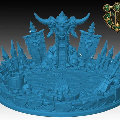 Đế trưng bày mô hình (Miniature Base) chủ đề hang ổ Orc cho RPG
