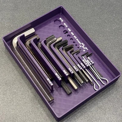 Khay đựng lục giác (Allen Key) hệ Gridfinity kèm thước đo